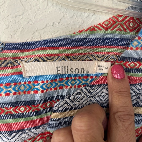 Ellison(Anthropologie ) Stripped Boho Tribal Print Shift Dress Size M - Picture 4 of 7